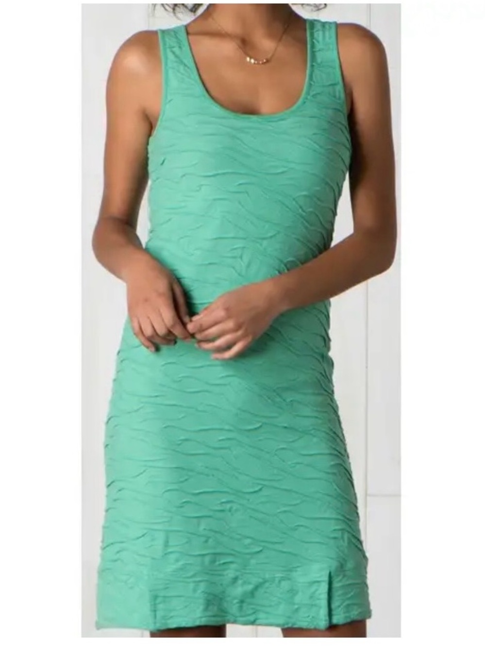 Toad&Co Samba Wave textured Tank Dress green awning size Large
